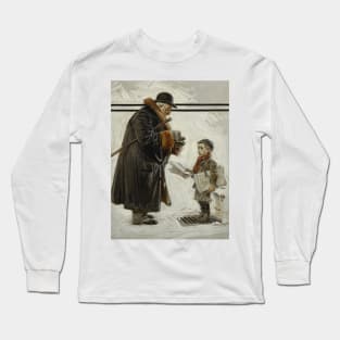 J.C. Leyendecker ~ Paper Boy 1909 Long Sleeve T-Shirt